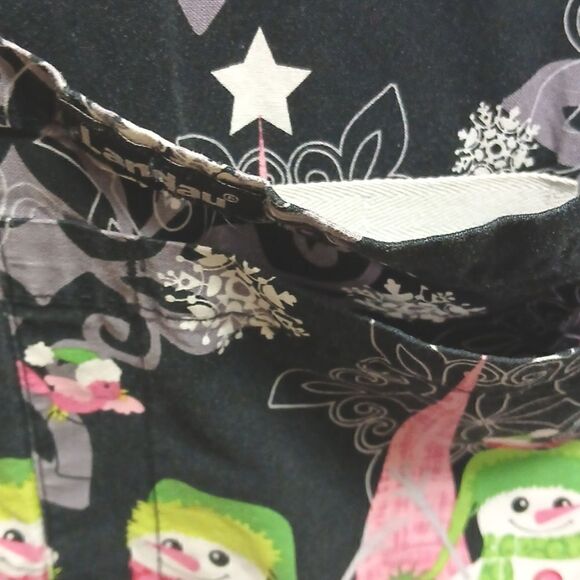 LANDAU Scrub Top, Size Extra Large (1X) "Let It Snow" Black, Short Sleeved - Picture 4 of 12